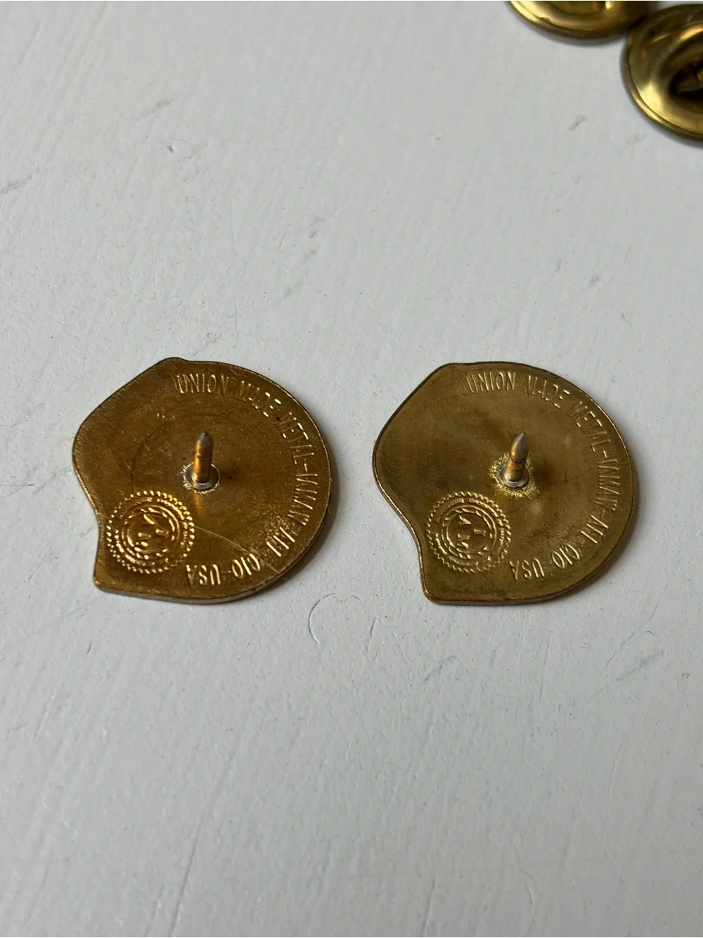 Vintage United Way YMCA Gold Tone Union Made AFL Lapel Hat Brooch Pin Set of 2